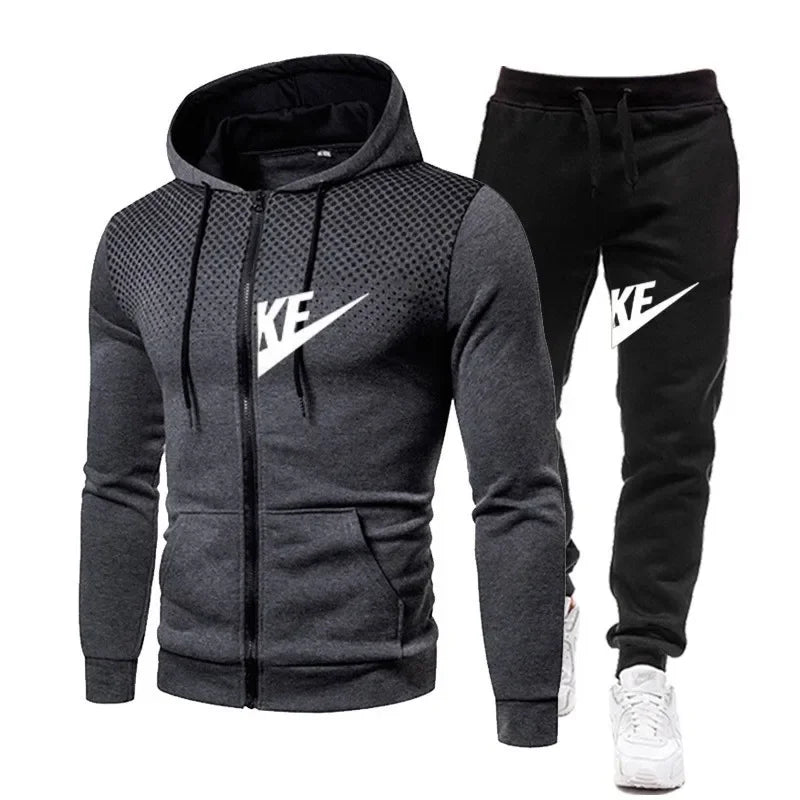 New men's suits: Fashionable and casual long-sleeved sportswear, outdoor fitness jogging sportswear, sportswear + long pants lux