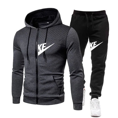 New men's suits: Fashionable and casual long-sleeved sportswear, outdoor fitness jogging sportswear, sportswear + long pants lux
