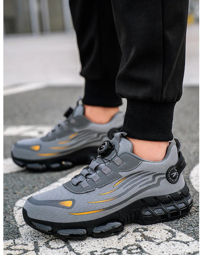 Hot Rotary Buckle Work Safety Shoes For Men Air Soft Sole Lightweight Protective Work Sneakers Men Breathable Safety Footwear