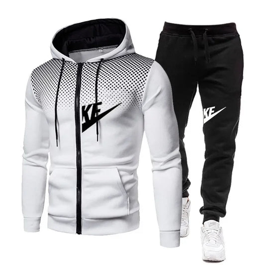 New men's suits: Fashionable and casual long-sleeved sportswear, outdoor fitness jogging sportswear, sportswear + long pants lux