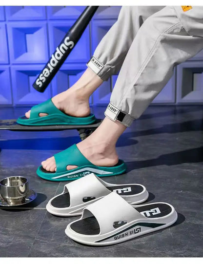 Fashion Men Slippers PVC Soft Sole Non-slip Men Flip Flops Outdoor Thick Bottom Beach Sandals Home Bathroom Couples Slippers New