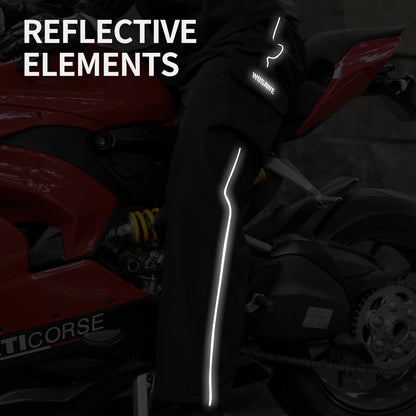 WOSAWE Motorcycle Rain Pants Waterproof Windproof Riding Gear with Reflective Strips Adjustable Fit for Men Women S-3XL