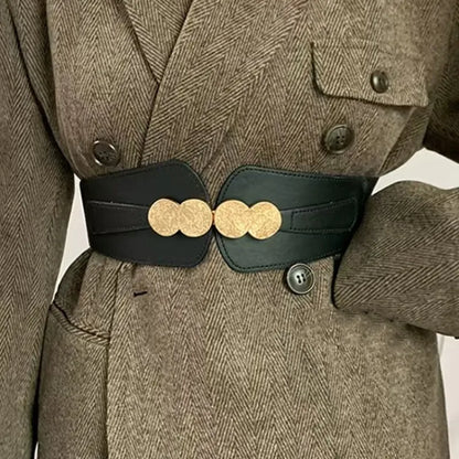 Waist belt for women; stretch elastic wide belt for decoration; outer dress with a versatile belt; skirt with accessories in bla