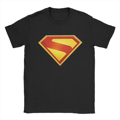 Supermans Logo Pure Cotton T-Shirt For Men's Beach  Aesthetic T Shirts Round Neck Hipster Tees Oversized Custom DIY Clothes