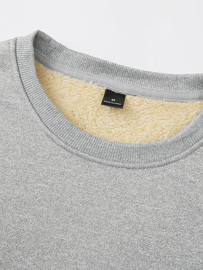 Men's winter sportswear set; warm fleece round neck sweatshirt; men's drawstring sport pants; fashionable men's running fitness