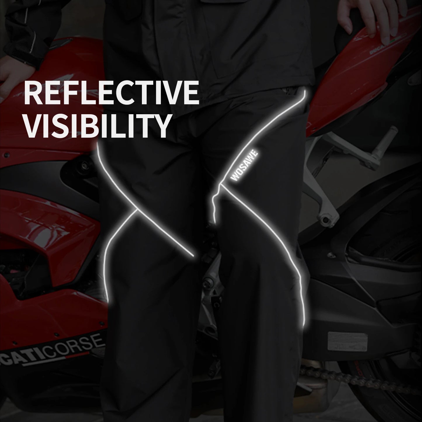 WOSAWE Motorcycle Rain Pants Men Women Waterproof Hiking Pants Camping Trekking Rain Pants Outdoor Sports Quick Dry Trousers