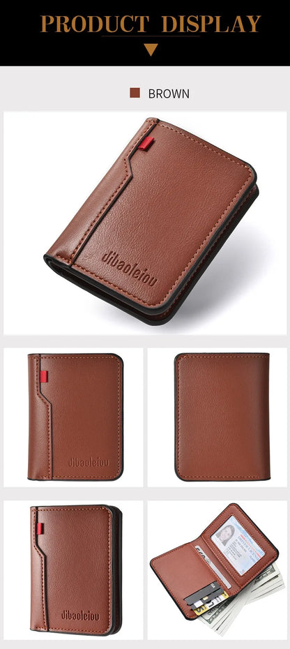 1Pc New Ultra-thin Mini Soft PU Leather Credit Card Wallet Holder Short Vertical High Quality Men's Wallet
