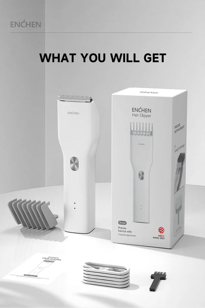 ENCHEN Boost-W Hair Trimmer For Men Kids Cordless USB Rechargeable Electric Hair Clipper Cutter Machine With Adjustable Comb