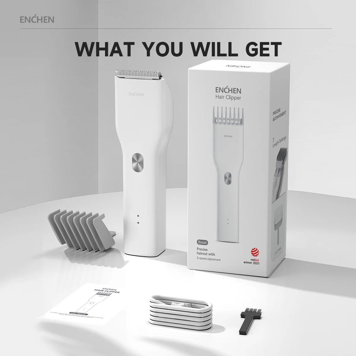 ENCHEN Boost-W Hair Trimmer For Men Kids Cordless USB Rechargeable Electric Hair Clipper Cutter Machine With Adjustable Comb