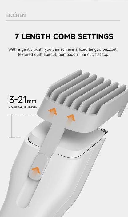 ENCHEN Boost-W Hair Trimmer For Men Kids Cordless USB Rechargeable Electric Hair Clipper Cutter Machine With Adjustable Comb
