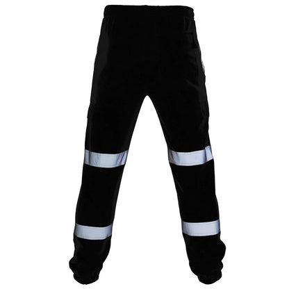 Mens Work Uniform Bottoms Safety Sweat Pants Striped Reflective Pants Loose Mens Rain Trousers Joggers Patchwork Workwear