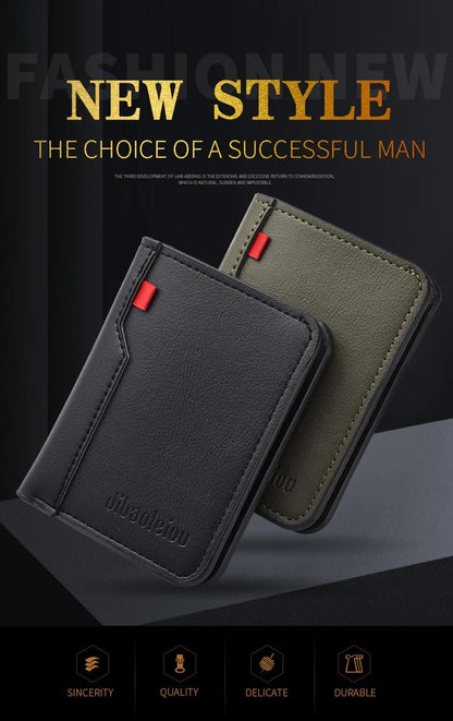 1Pc New Ultra-thin Mini Soft PU Leather Credit Card Wallet Holder Short Vertical High Quality Men's Wallet