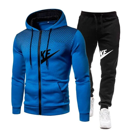 New men's suits: Fashionable and casual long-sleeved sportswear, outdoor fitness jogging sportswear, sportswear + long pants lux