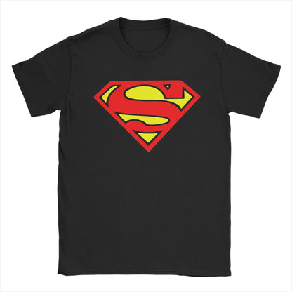 Supermans Logo  T Shirts Men's  Cotton Casual T-Shirt Crew Neck Comic  Tee Shirt Short Sleeve Tops Printed