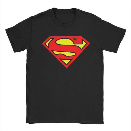 Supermans Logo  T Shirts Men's  Cotton Casual T-Shirt Crew Neck Comic  Tee Shirt Short Sleeve Tops Printed