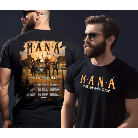 Mana Tour T-shirt 2025 Comfortable Cotton T-shirt for Men Women Street Casual Cotton Gift Hip Hop Oversized Top Unseix Tee
