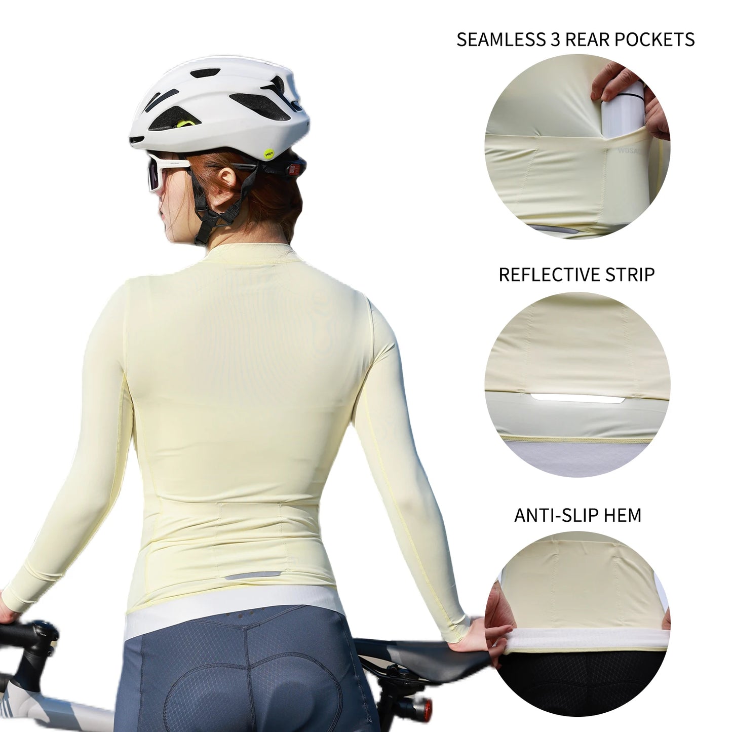 WOSAWE Women Cycling Jersey Breathable Quick Drying Cycling Clothes Anti-sweat Road Bike Shirt Slim Fit with two way YKK Zipper
