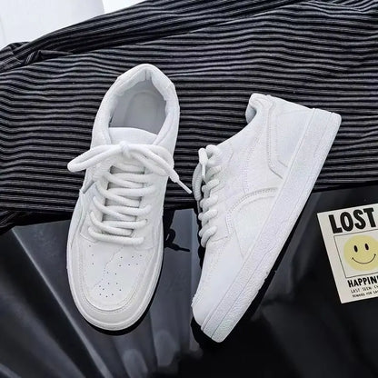 Fashionable and Luxurious New Men Sports Shoes Solid Color Round Toe Flat Spring Flat Bottom Thick Sole Comfortable Sports Shoes