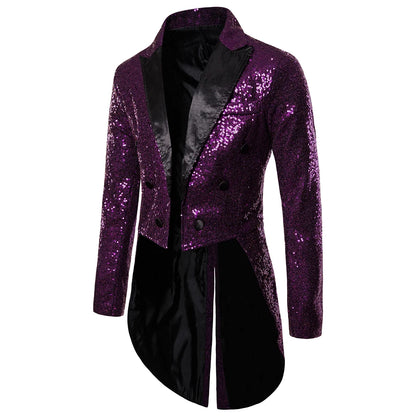Men's Suit Round Sequin Button Tuxedo Stage Show Wedding Host Dance Festival Celebration Dinner Casual Men's Wear Men's Coat