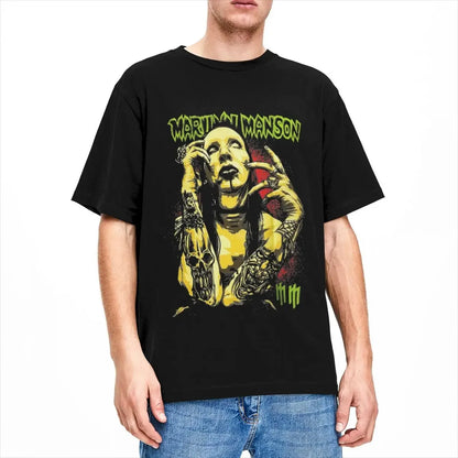 Marilyn Manson Gothic Fans T Shirts Vintage Streetwear Leisure Short Sleeve Casual Men Women Amusing Harajuku Unisex Tops