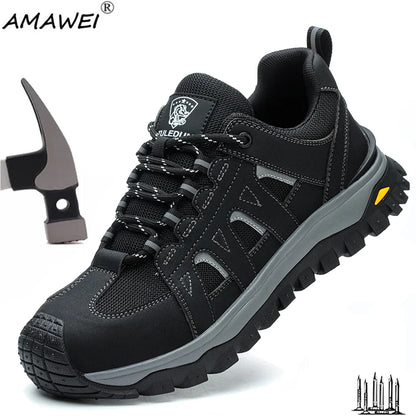 Steel Toe Safety Shoes Men Work Safety Boots Lightweight Breathable Comfortable Sneakers Men Boots Slip-resistant shoes