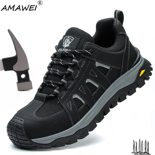 Steel Toe Safety Shoes Men Work Safety Boots Lightweight Breathable Comfortable Sneakers Men Boots Slip-resistant shoes
