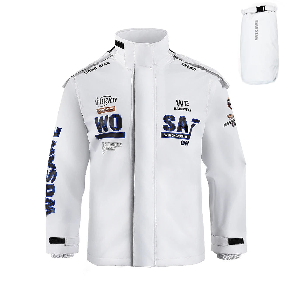 WOSAWE Motorcycle Raincoat Men Women Waterproof Motorcyclist Rider Raincoat Reflective Ebike Electric Scooter Biker Rain Jacket