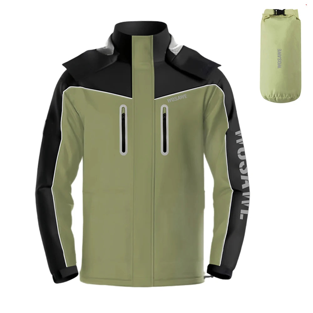 WOSAWE Motorcycle Raincoat Men Women Waterproof Motorcyclist Rider Raincoat Reflective Ebike Electric Scooter Biker Rain Jacket