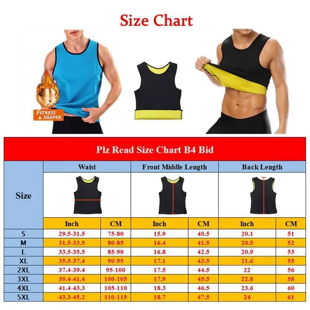 Men Shaperwear Waist Traine Sweat Vest Body Shaper Cincher Corset T-Shirts Neoprene Slimming Man Corsets