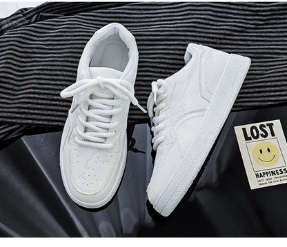 Fashionable and Luxurious New Men Sports Shoes Solid Color Round Toe Flat Spring Flat Bottom Thick Sole Comfortable Sports Shoes