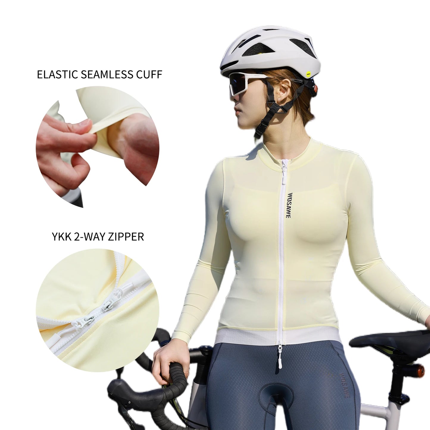 WOSAWE Women Cycling Jersey Breathable Quick Drying Cycling Clothes Anti-sweat Road Bike Shirt Slim Fit with two way YKK Zipper