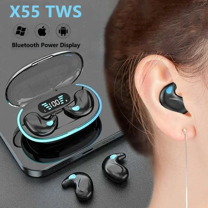 Mini Invisible Sleep Wireless Earphone Bluetooth 5.0 Hidden Earbuds IPX5 Waterproof Noise Cancelling Touch Control Headphone X55