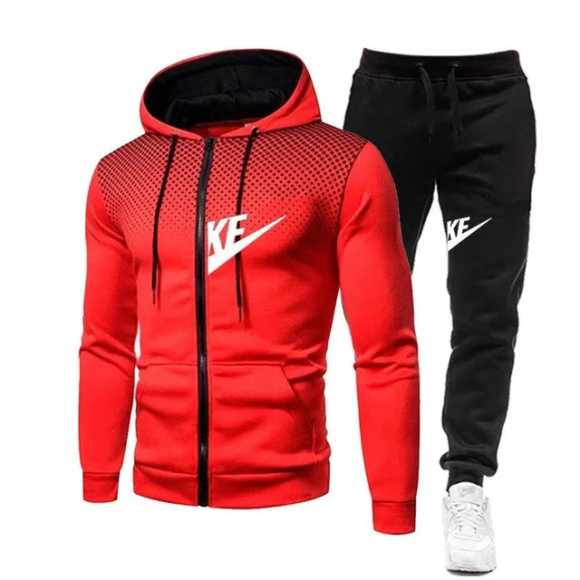 New men's suits: Fashionable and casual long-sleeved sportswear, outdoor fitness jogging sportswear, sportswear + long pants lux