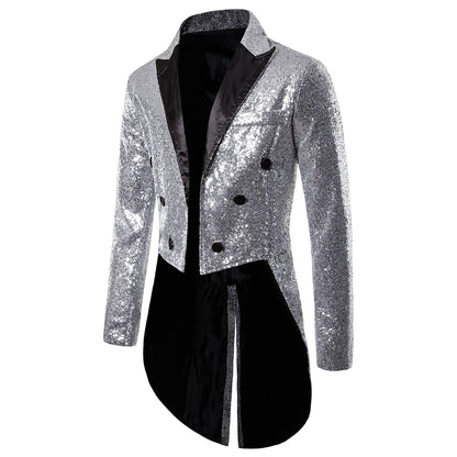 Men's Suit Round Sequin Button Tuxedo Stage Show Wedding Host Dance Festival Celebration Dinner Casual Men's Wear Men's Coat