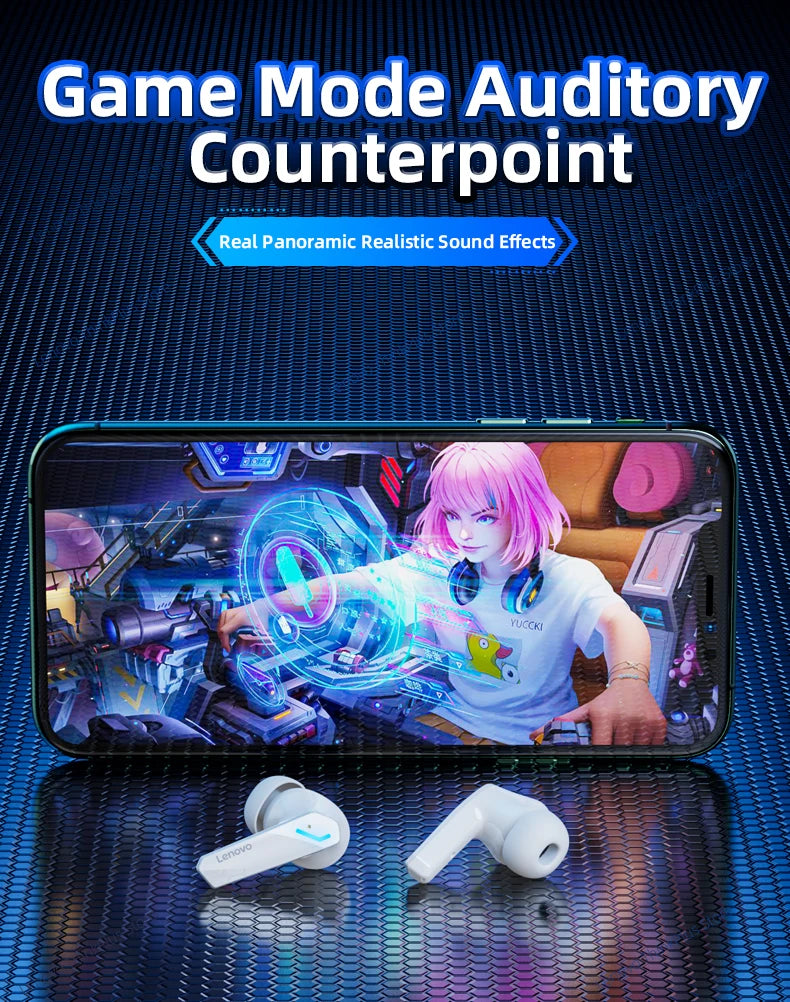 Lenovo GM2 Pro Gaming Earphones Bluetooth 5.3 Sport Headset Dual Mode HD Call Noise Reduction Earbuds with Mic Music Earphones