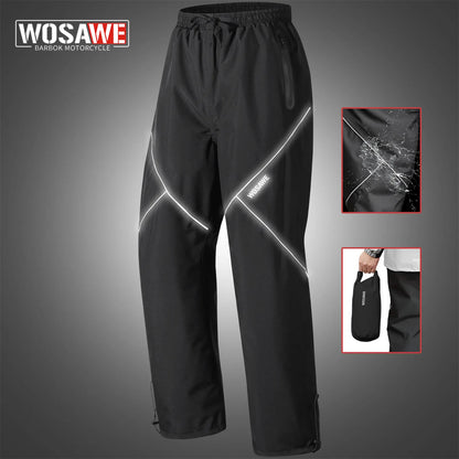 WOSAWE Motorcycle Rain Pants Men Women Waterproof Hiking Pants Camping Trekking Rain Pants Outdoor Sports Quick Dry Trousers