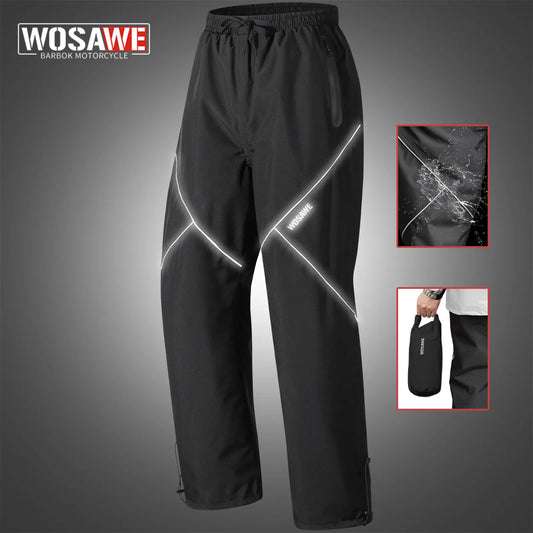 WOSAWE Motorcycle Rain Pants Men Women Waterproof Hiking Pants Camping Trekking Rain Pants Outdoor Sports Quick Dry Trousers