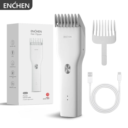 ENCHEN Boost-W Hair Trimmer For Men Kids Cordless USB Rechargeable Electric Hair Clipper Cutter Machine With Adjustable Comb