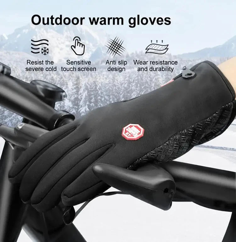 Men's Autumn and Winter Cold Resistant Bicycle Gloves Warm Outdoor Sports Running  Camping Skiing Gloves Motorcycle