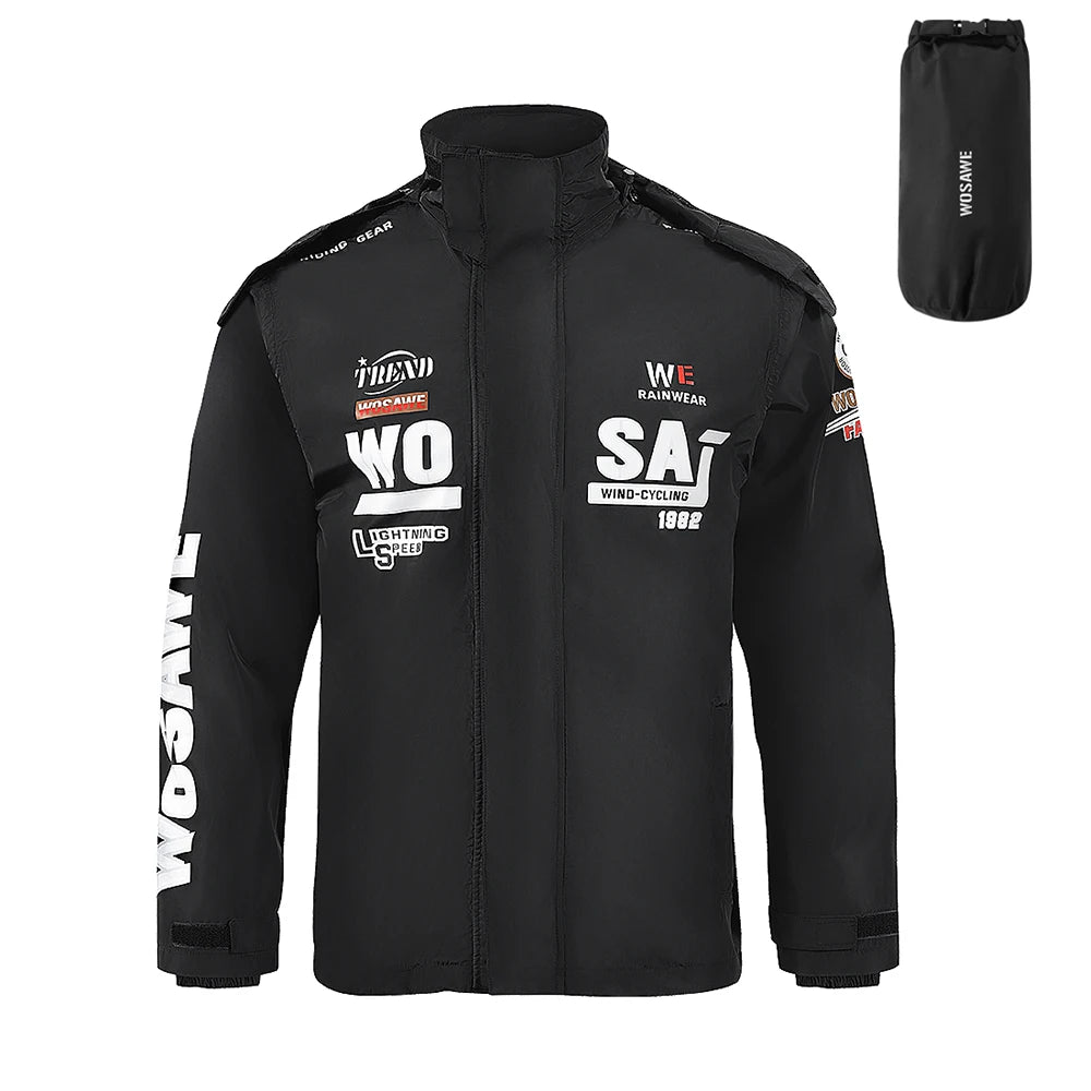 WOSAWE Motorcycle Raincoat Men Women Waterproof Motorcyclist Rider Raincoat Reflective Ebike Electric Scooter Biker Rain Jacket