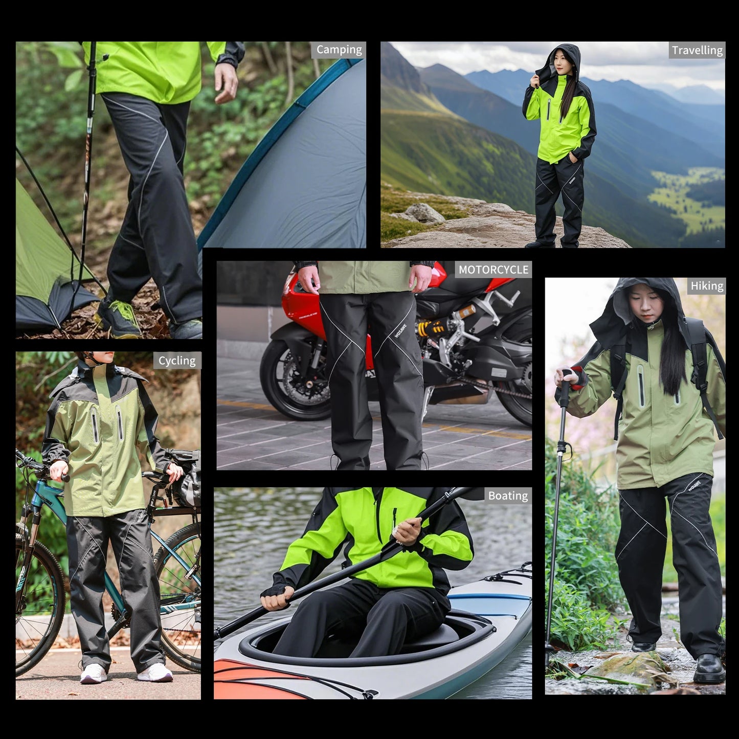 WOSAWE Motorcycle Rain Pants Men Women Waterproof Hiking Pants Camping Trekking Rain Pants Outdoor Sports Quick Dry Trousers